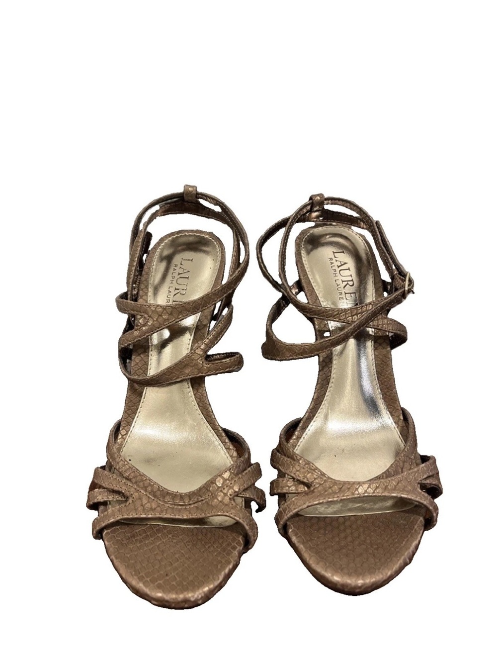Lauren Ralph Lauren Metallic Brown Strappy High Heel Sandals Sz 6.5 B